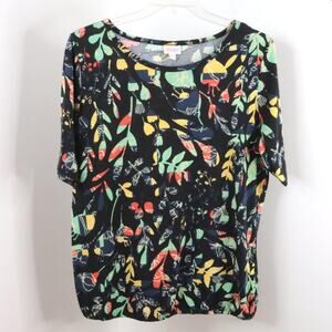 LuLaRoe Women’s 3XL Custom Multicolor Indie Leaf Print Stretch Elastic Waist Top